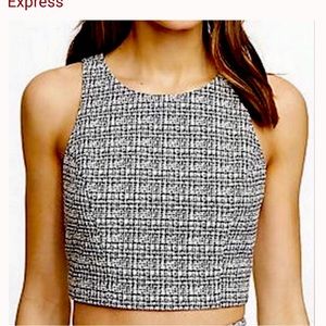 Express Black and white  Tweed Crop Top